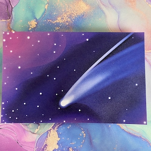 Purple Comet dikke ansichtkaart blanco achterkant voor belettering HQ