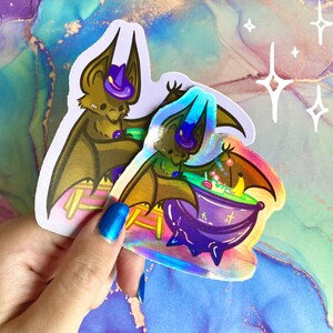 Large Witch Bat Stickers Vinyl and Holographic Halloween HQ