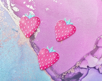 Pegatinas de vinilo y papel con forma de corazón de fresa, resistentes al agua y al agua.