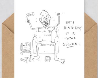jacobiancards | Arsenal | 7x5 Roligt handgjort gratulationskort | Konstiga kort för konstiga människor | Mörk humor | 062