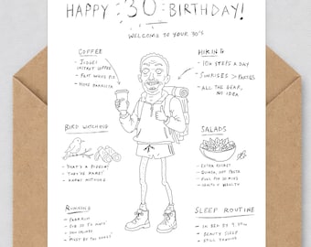 jacobiancards | 30-årsdag | 7x5 Roligt handgjort gratulationskort | Konstiga kort för konstiga människor | Mörk humor | 068