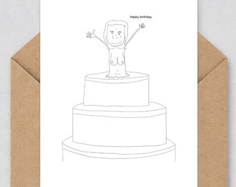 jacobiancards | Födelsedagsbröst | 7x5 Roligt handgjort gratulationskort | Konstiga kort för konstiga människor | Mörk humor | 033