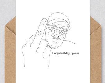 jacobiancards | Fågeln | 7x5 Roligt handgjort gratulationskort | Konstiga kort för konstiga människor | Mörk humor | 024