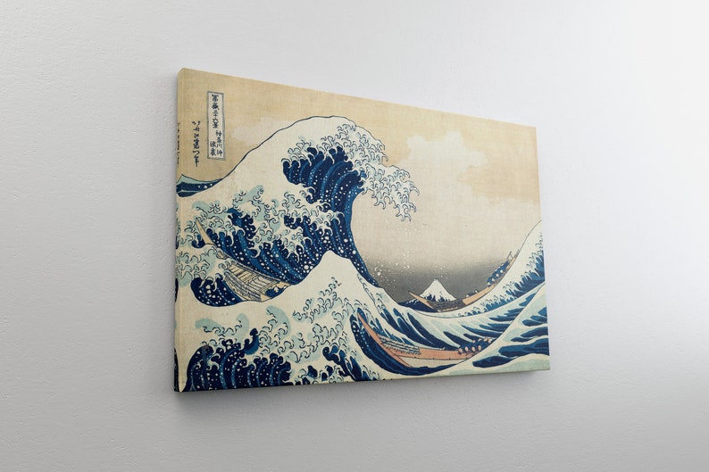 Framed Japanese Art the Great Wave at Kanagawa Canvas Etsy
