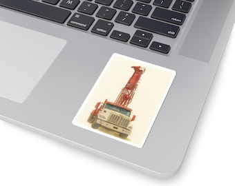 Water Well Drilling Rig Sticker Drill Truck Decal Heavy Equipment Watercolor Sticker  Blue Collar Gift  Hard Hat Toolbox