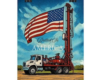 Personalized State Water Well Drilling Truck Poster Rolled Posters | American Flag