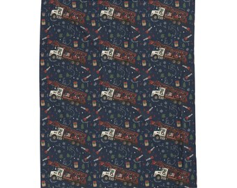 Retro Water Well Drill Pattern Velveteen Plush Blanket