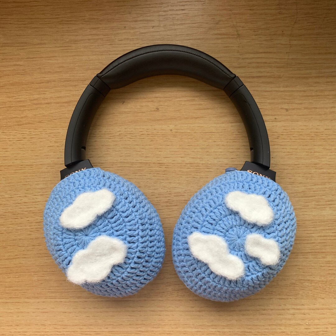 Sony XM4 Blue White Cloud Crochet Headphone Cover Cloud Etsy