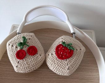 Strawberry Crochet Airpods Max Case Headphones Cover Cute AirPod Max Case Handmade Gift, Gift for Her, Valentine's Day Gift