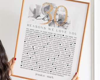 30th Birthday Photo Collage Poster – Reasons We Love You (Digital Download)