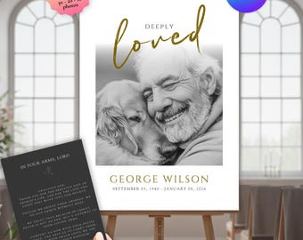 Funeral Welcome Sign: Celebration of Life Memorial Photo Template (Canva Editable, Digital Download)
