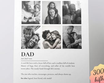 Emotional Father Gift, Father's Day Gift Poster Daddy Gifts Photo Collage Wall Art: Editable Canva Template