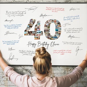 Modelo de colagem de fotos para o aniversário de 40 anos: número 40 personalizável do Canva (download digital)