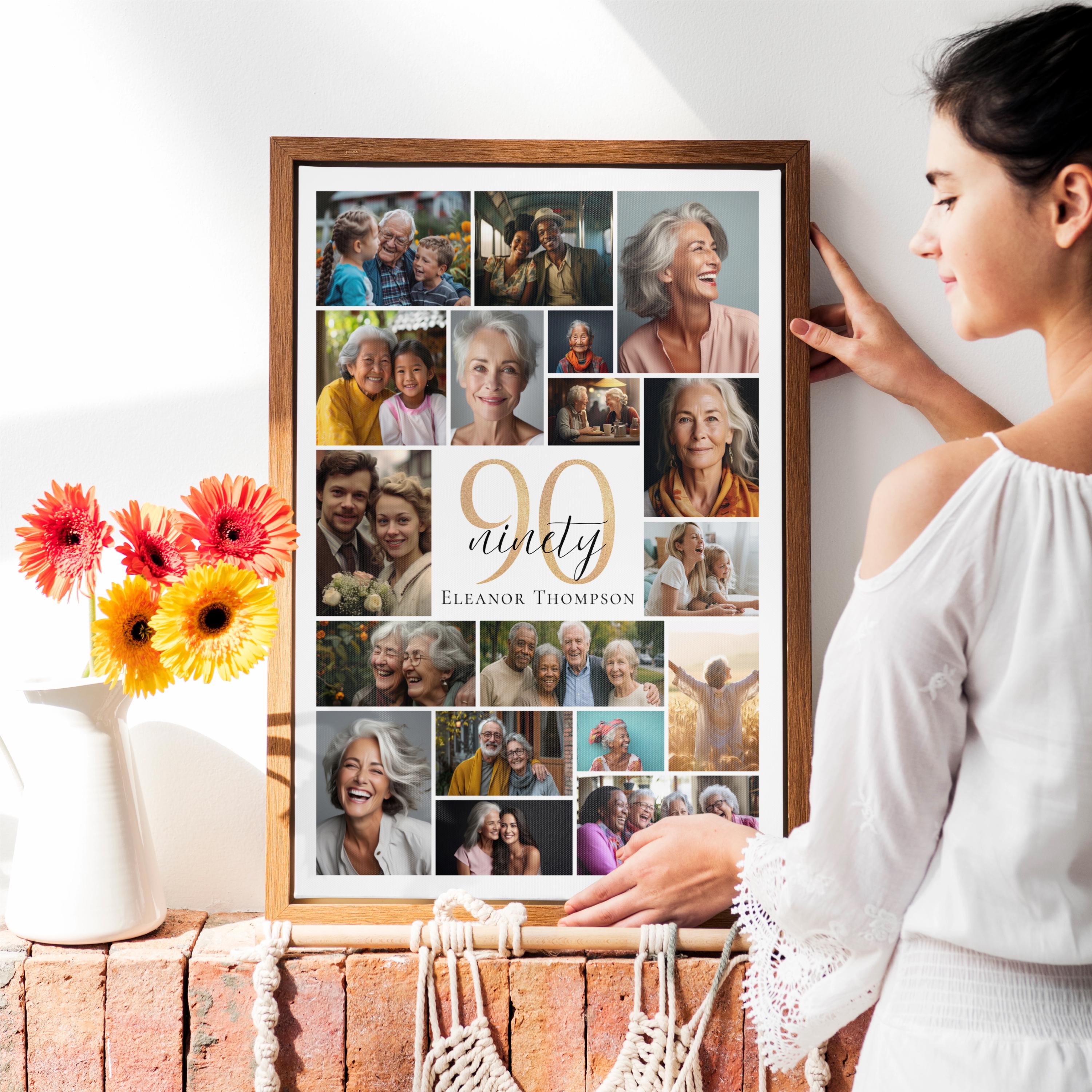 90th Birthday Photo Collage Poster: Editable Canva Template (digital ...