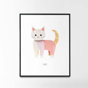 Katzenkarikatur Poster ABC, 123, druckbare Digitaldruck, Boho-Dekor, für Kinder Kinderzimmer Dekor, Lernposter, digitaler Download