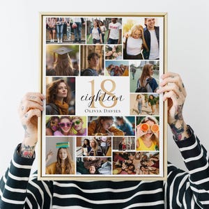 18th Birthday Photo Collage Poster: Editable Canva Template (Digital Download)