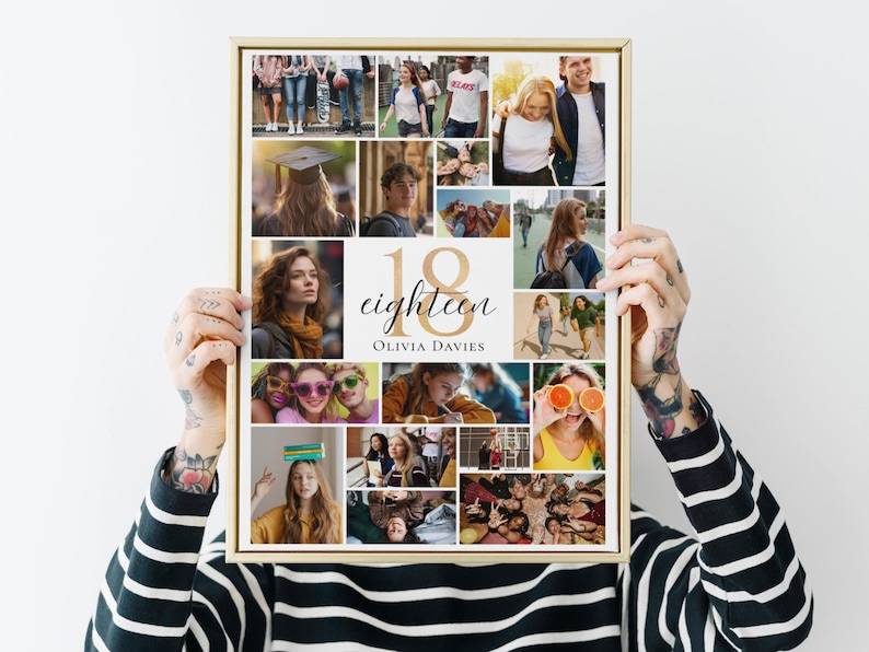 18th Birthday Photo Collage Poster: Editable Canva Template (Digital Download)