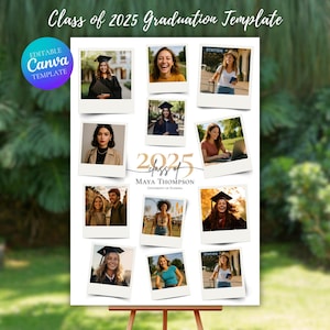 Graduation Photo Collage Poster Sign Template, High School University Party Poster Display, Graduation Gift for Seniors Class of 2025 Board