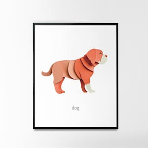Arte de pared con cachorros: descarga digital adorable y educativa para la decoración de la habitación de los niños y la guardería con póster de animales para aprender y divertirse