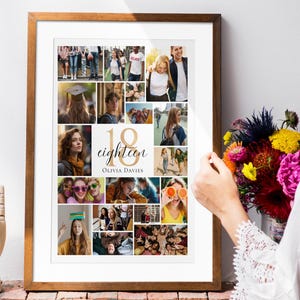 18th Birthday Photo Collage Poster: Editable Canva Template (Digital Download)