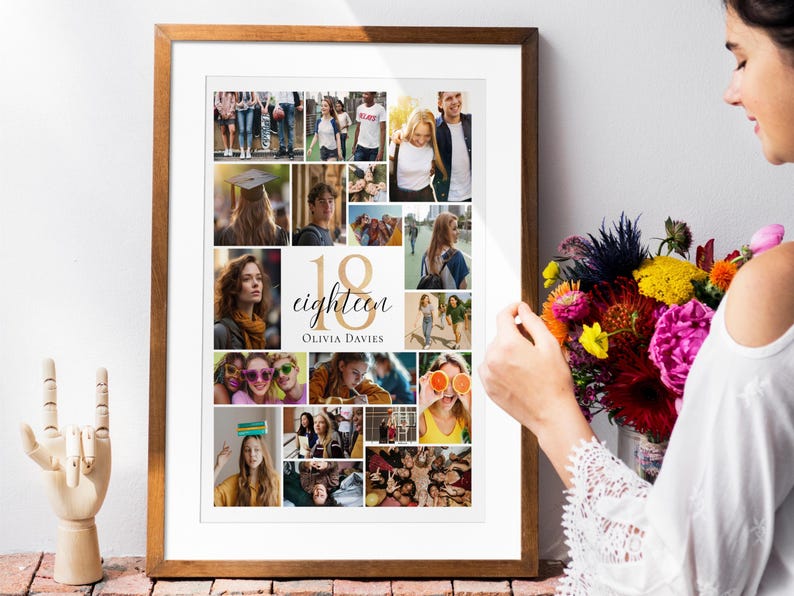 18th Birthday Photo Collage Poster: Editable Canva Template (Digital Download)