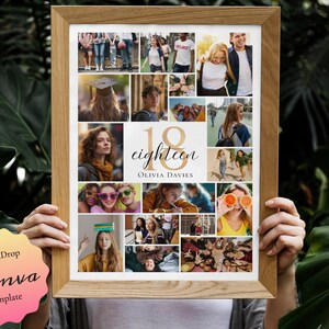18th Birthday Photo Collage Poster: Editable Canva Template (Digital Download)