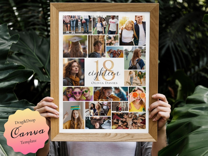 18th Birthday Photo Collage Poster: Editable Canva Template (Digital Download)