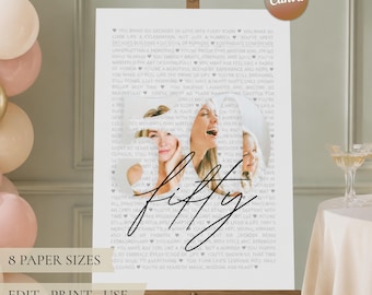 50 Reasons We Love You Poster Template 50th Birthday Gift for Mom Dad Editable Canva Photo Collage Printable Birthday Sign