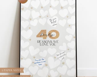 40 Reasons We Love You Birthday Guestbook Poster, Party Welcome Sign (Instant Download)