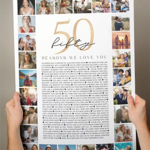 50 Reasons We Love You Poster With Pictures: 50th Birthday Photo Collage (Digital Download)