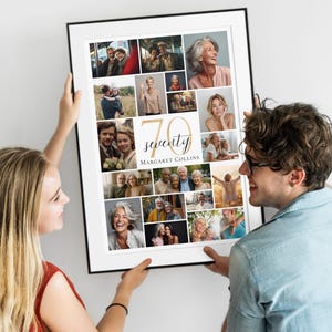 Mall för fotokollage för 70-årsdag: Anpassningsbar Canvasdesign för 70-årsjubileum (digital nedladdning)