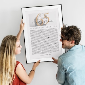 65th Birthday Gift: 65 Reasons We Love You Photo Collage Canva Template (Digital Download)