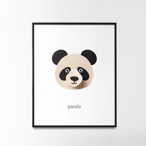 Poster enfant panda ours pour nouveau-né, art numérique imprimable, décoration de chambre pour chambre d'enfants, affiches éducatives, téléchargement numérique