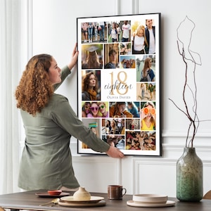18th Birthday Photo Collage Poster: Editable Canva Template (Digital Download)