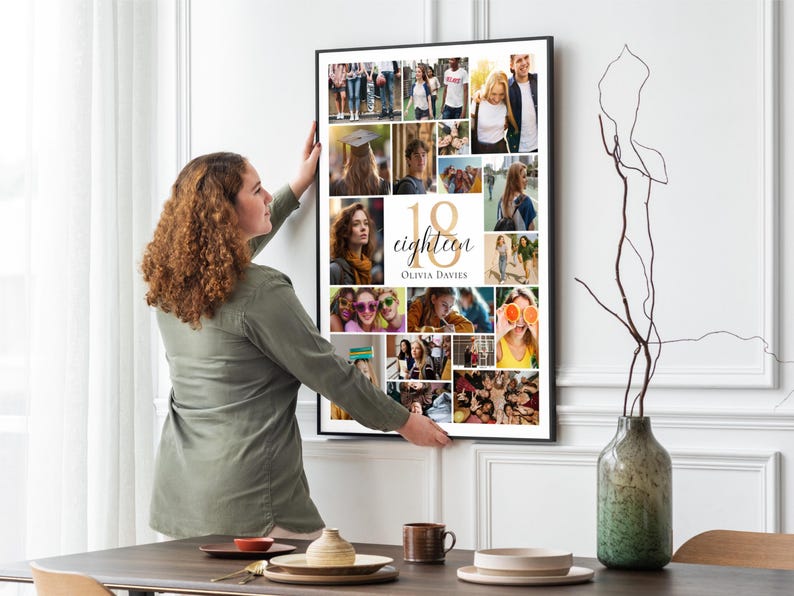 18th Birthday Photo Collage Poster: Editable Canva Template (Digital Download)