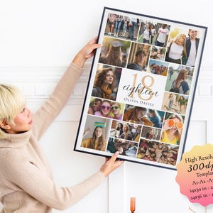 18th Birthday Photo Collage Poster: Editable Canva Template (Digital Download)