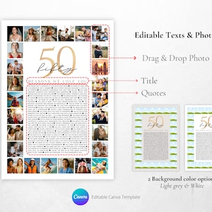 50 Reasons We Love You Photo Collage Poster Canva Template, 50 Things We Love You, 50th Birthday Gifts for Her, Last Minutes Digital Gift