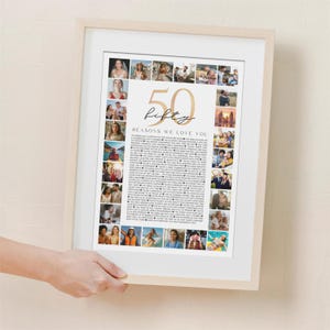 50 Reasons We Love You Poster With Pictures: 50th Birthday Photo Collage (Digital Download)