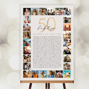 50 Gründe, warum wir dich lieben Foto-Collage Poster: 50.Geburtstag Geschenk (Digitaler Download)