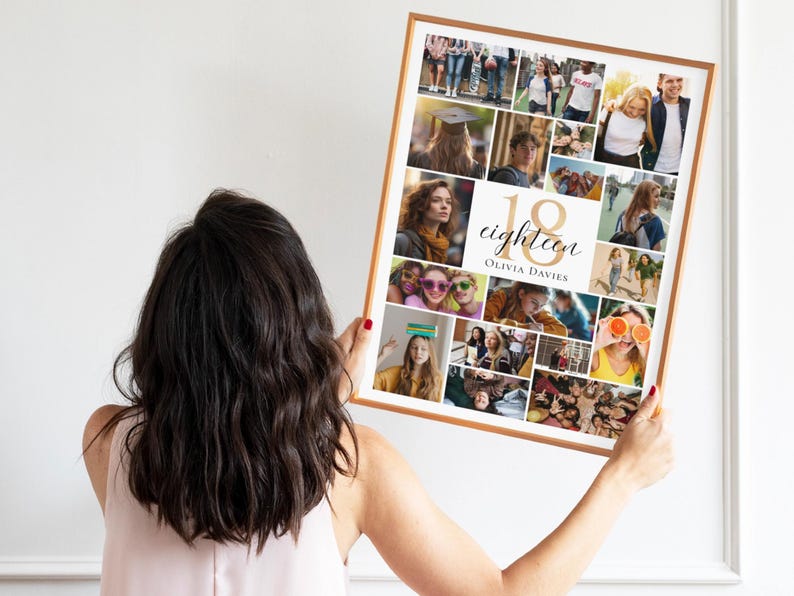 18th Birthday Photo Collage Poster: Editable Canva Template (Digital Download)