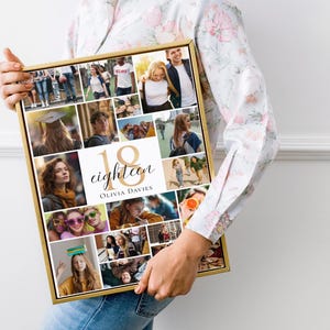 18th Birthday Photo Collage Poster: Editable Canva Template (Digital Download)