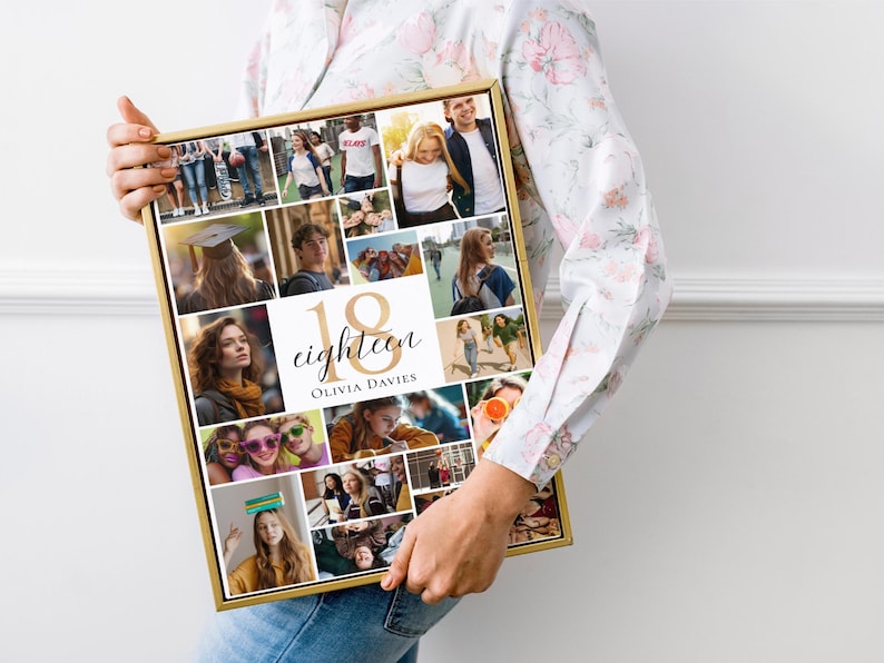 18th Birthday Photo Collage Poster: Editable Canva Template (Digital Download)