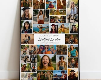 Class of 2026 afstudeerfotocollage cadeauposter: bewerkbare canvassjabloon (digitale download)