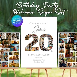 Modèle de lot d'affiches de collage photo 20e anniversaire, look qui a 20 ans, planche de collage photo personnalisable, affichage de montage photo en téléchargement numérique