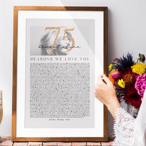 75 Reasons We Love You Birthday Keepsake Poster, Milestone Celebration (Digital Download)