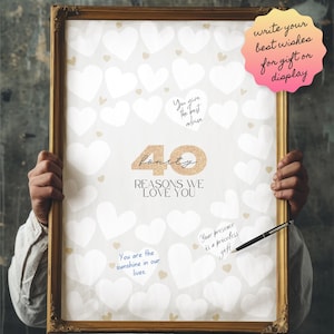 40 Reasons We Love You Guestbook Poster- 40 Things We Love About You, 40th Birthday Gifts for Her/Him, 40th Birthday Decor Digital Download