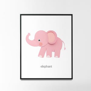 Póster con impresión artística de elefante para guardería, decoración bohemia, impresión digital imprimible para habitación infantil, carteles educativos para baby shower, descarga digital