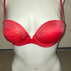 Victoria’s Secret Red Multi-Way Bra adorned w/ Swarovski Crystals (Size 32B)