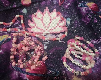 Rave Ready Kandi Necklace Kawaii Pink Lotus