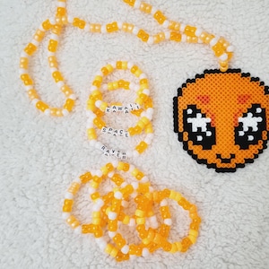 Rave Ready Kandi Necklace Orange Kawaii Raver Space Alien